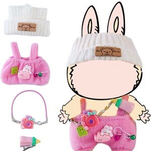 NWT 17cm fashion doll clothing 4 piece set fits labubu lafufu monster dolls